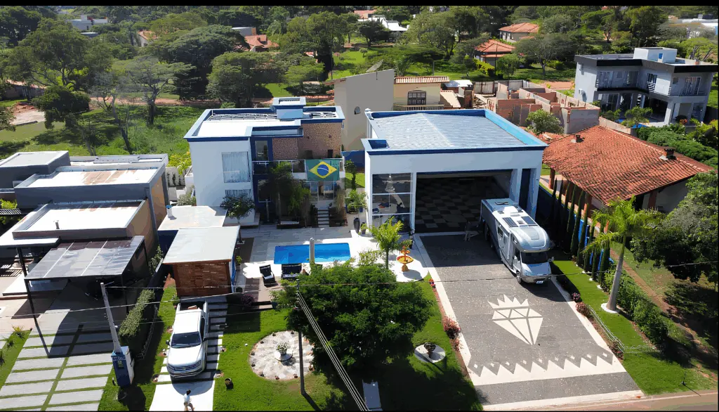 Casa Diamante com hangar privativo — vista aérea